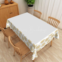 Lofaris Golden Leaf Print All Around Rectangular Tablecloth