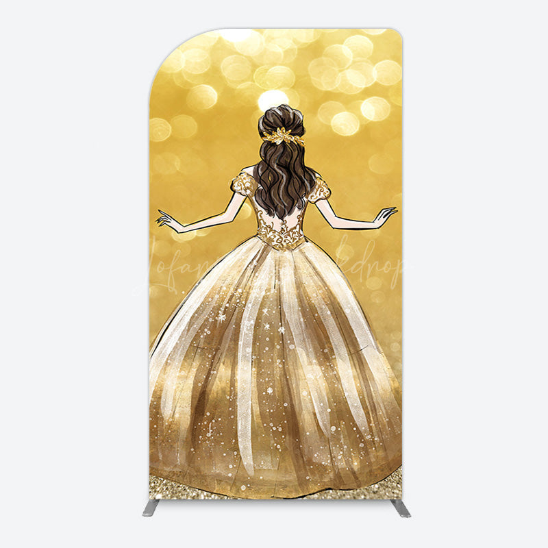 Lofaris Golden Princess Dress Bokeh Birthday Arch Backdrop