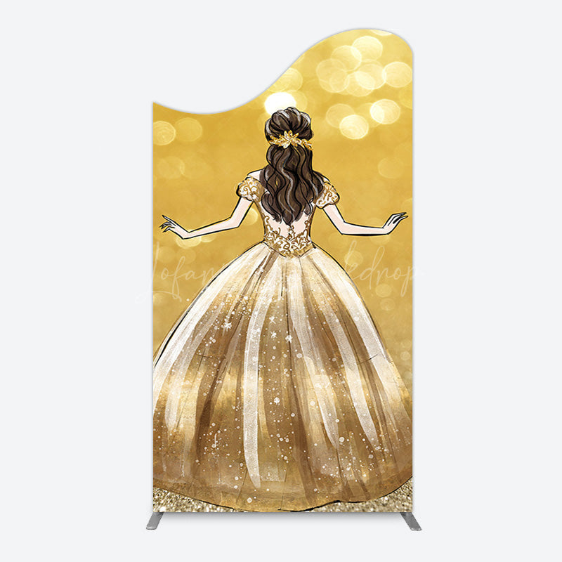 Lofaris Golden Princess Dress Bokeh Birthday Arch Backdrop