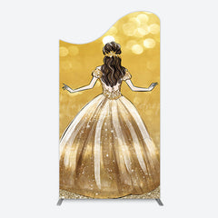 Lofaris Golden Princess Dress Bokeh Birthday Arch Backdrop