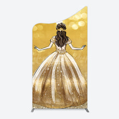 Lofaris Golden Princess Dress Bokeh Birthday Arch Backdrop