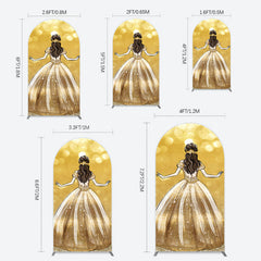 Lofaris Golden Princess Dress Bokeh Birthday Arch Backdrop