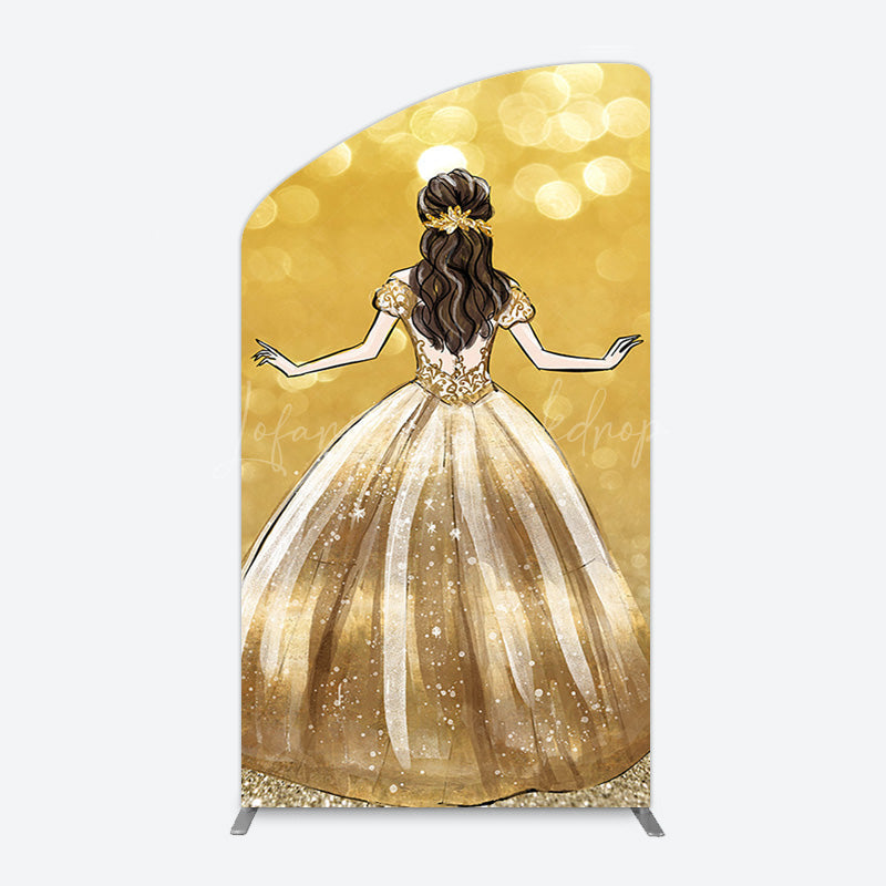 Lofaris Golden Princess Dress Bokeh Birthday Arch Backdrop
