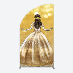 Lofaris Golden Princess Dress Bokeh Birthday Arch Backdrop