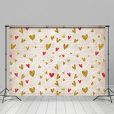 Lofaris Golden Red Heart Pattern Valentines Day Backdrop
