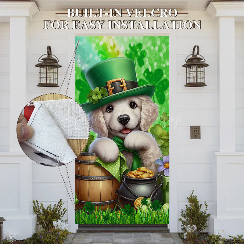 Lofaris Golden Retriever Green St Patricks Day Door Cover