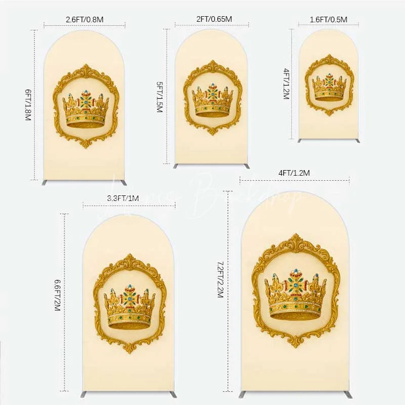 Lofaris Golden Royal Crown Arch Backdrop Ornate Jeweled King and Queen Birthday Party Decoration