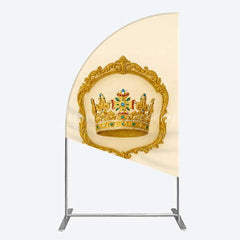 Lofaris Golden Royal Crown Half Moon Arch Backdrop Ornate Jeweled King and Queen Birthday Party Decoration