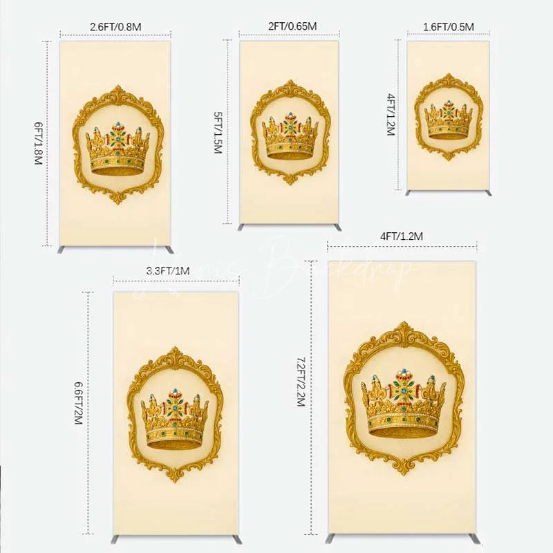 Lofaris Golden Royal Crown Rectangle Backdrop Ornate Jeweled King and Queen Birthday Party Decoration