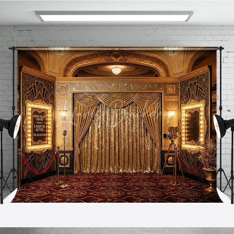 Lofaris Golden Sequin Curtain Grand Palace Theatre Photography Backdrop Art Deco Glamour Awards Night Party Decor