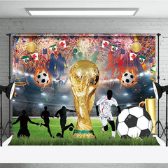 Lofaris Golden Trophy and Football Celebration Holiday Backdrop Festive Sports Party Event Decor