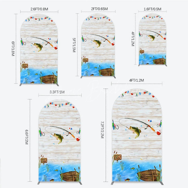 Lofaris Gone Fishing Arch Backdrop Bass Theme Baby Shower Birthday Party Decor