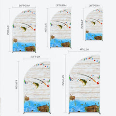 Lofaris Gone Fishing Half Moon Arch Backdrop Bass Theme Baby Shower Birthday Party Decor