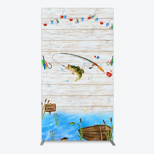 Lofaris Gone Fishing Rectangle Backdrop Bass Theme Baby Shower Birthday Party Decor