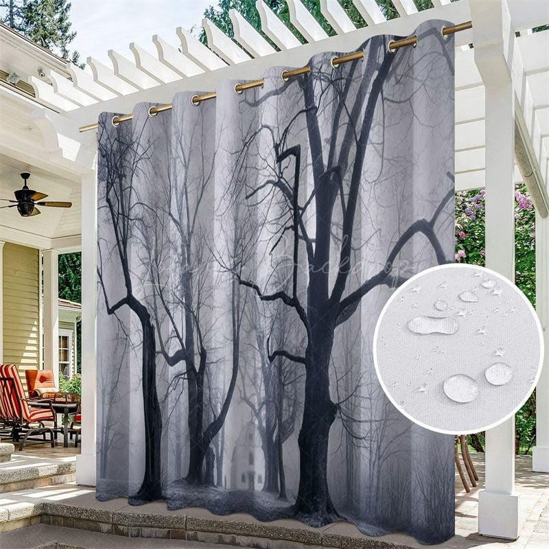 Lofaris Gothic Dark Forest Waterproof Outdoor Curtains For Patio