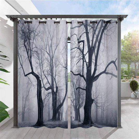 Lofaris Gothic Dark Forest Waterproof Outdoor Curtains For Patio