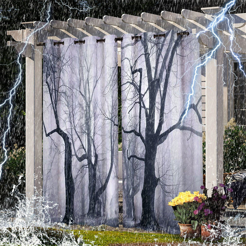 Lofaris Gothic Dark Forest Waterproof Outdoor Curtains For Patio