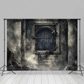 Lofaris Gothic Dungeon Window Photography Backdrop Spooky Castle Cell with Chains Moody Halloween Haunted House Prop