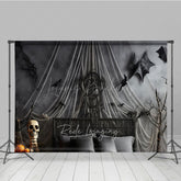Lofaris Gothic Halloween Bedroom Photography Backdrop Spooky Forest Wall Mural with Bats Purple and Black Moody Decor