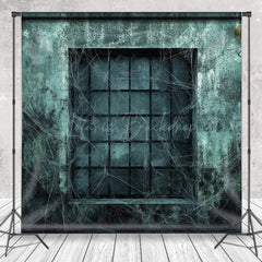 Lofaris Gothic Haunted Window Photography Backdrop Spooky Wall with Cobwebs Dark and Creepy Halloween Themed Photos