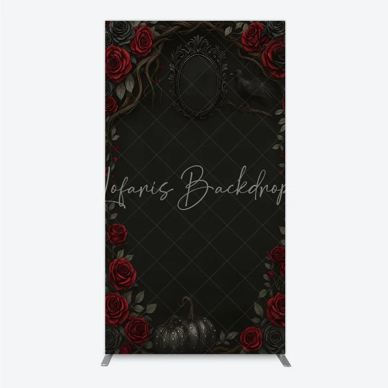 Lofaris Gothic Red Roses and Black Crow Rectangle Backdrop Dark Floral Halloween Birthday Party Decor Photo Booth