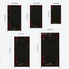 Lofaris Gothic Red Roses and Black Crow Rectangle Backdrop Dark Floral Halloween Birthday Party Decor Photo Booth