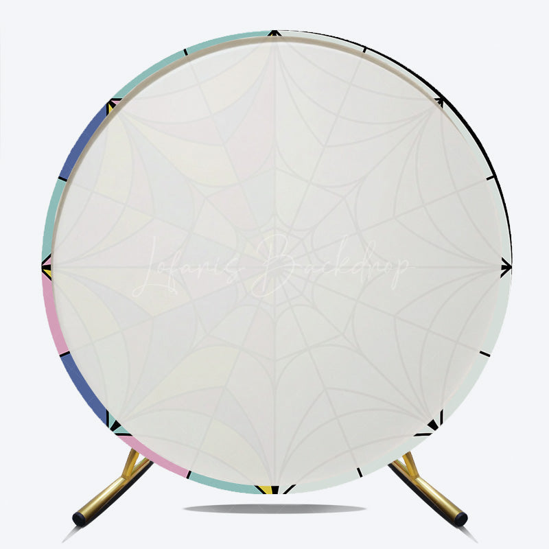 Lofaris Gothic Stained Glass Round Backdrop Half Color and Spiderweb Window Wednesday Addams Inspired Party Decor