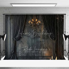 Lofaris Gothic Vintage Wall Backdrop Black Curtain Chandelier Photography Background Dark Moody Candle Photo Booth Prop