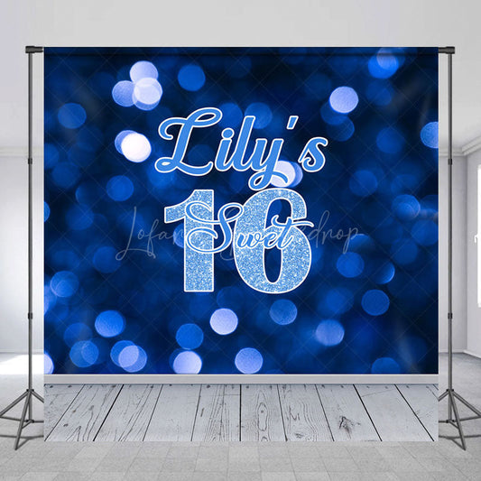 Lofaris Gradient Blue Bokeh Sweet 16 Custom Birthday Backdrop