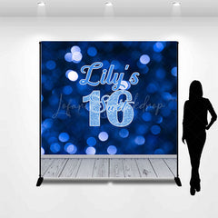 Lofaris Gradient Blue Bokeh Sweet 16 Custom Birthday Backdrop
