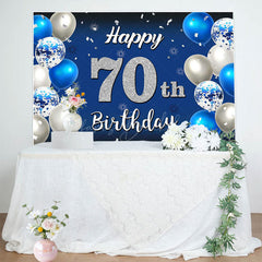 Lofaris Gradient Blue Silver Balloon 70Th Birthday Backdrop
