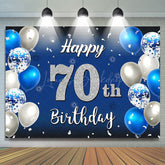 Lofaris Gradient Blue Silver Balloon 70Th Birthday Backdrop