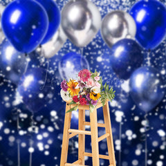 Lofaris Gradient Blue Silver Bokeh Balloon Photo Backdrop