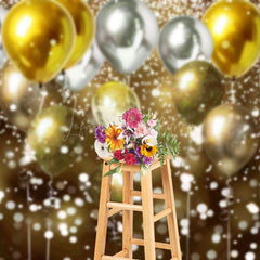 Lofaris Gradient Gold Silver Bokeh Balloon Photo Backdrop