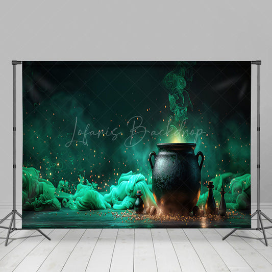 Lofaris Gradient Green Glitter Magic Jar Halloween Backdrop