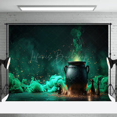 Lofaris Gradient Green Glitter Magic Jar Halloween Backdrop