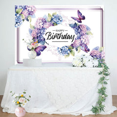 Lofaris Gradient Purple Butterfly Happy Birthday Backdrop