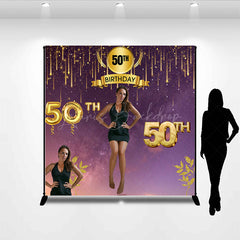 Lofaris Gradient Purple Gold Line Custom Birthday Backdrop