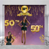 Lofaris Gradient Purple Gold Line Custom Birthday Backdrop