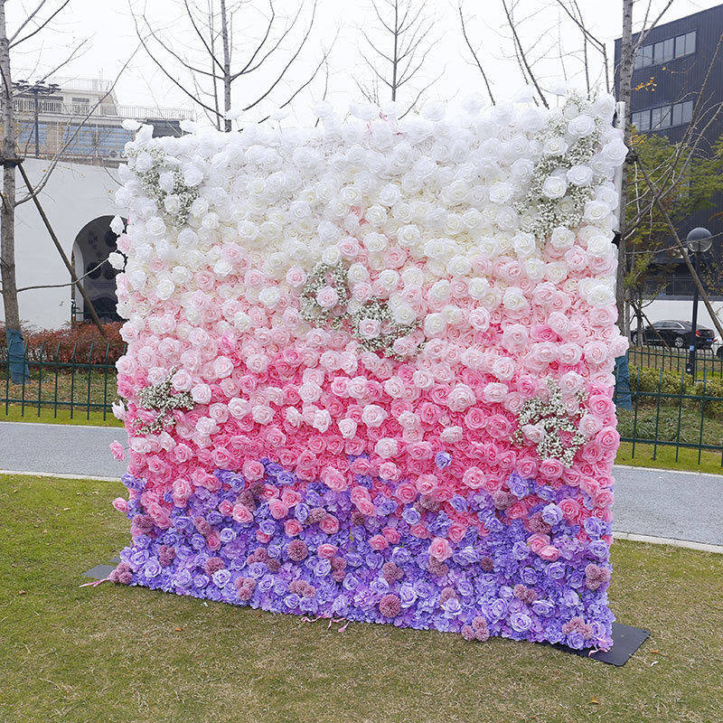 Lofaris Gradient Purple Pink White Artificial Flower Wall