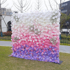Lofaris Gradient Purple Pink White Artificial Flower Wall