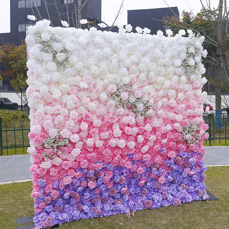 Lofaris Gradient Purple Pink White Artificial Flower Wall