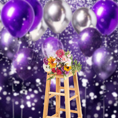 Lofaris Gradient Purple Silver Bokeh Balloon Photo Backdrop