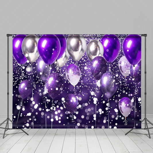 Lofaris Gradient Purple Silver Bokeh Balloon Photo Backdrop