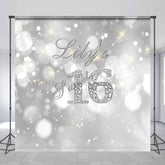 Lofaris Gradient Silver Sweet Bokeh Custom Birthday Backdrop