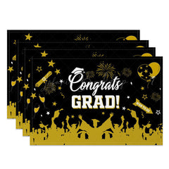 Lofaris Graduation Classic Black Gold Set of 4 Placemats