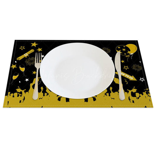 Lofaris Graduation Classic Black Gold Set of 4 Placemats