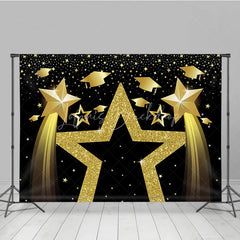 Lofaris Graduation Stars Backdrop Golden Glitter Caps Party Supplies for Class of 2026