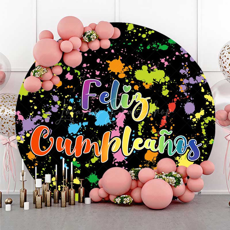 Lofaris Graffiti Feliz Cumplcanos Round Birthday Backdrop