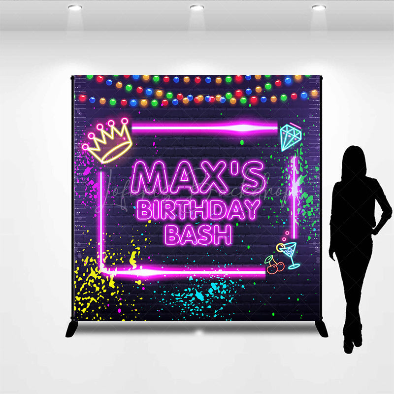 Lofaris Graffiti Neon Wall Crown Custom Birthday Backdrop